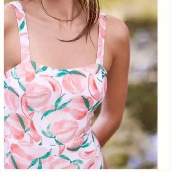 Peaches Fruit Twist-Back Boho Peasant Hipster Art Deco Farm One-Piece Swimsuit - Picture 4 of 7